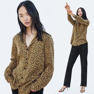 zara premium denim collection leopard print shirt